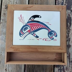 Stan Greene Salish Artist Killer Whale Tile Inlay Wooden Box 10.25x8.25 Dovetail